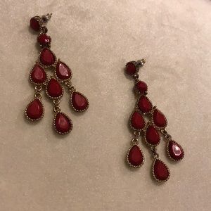 Red stone chandelier earrings